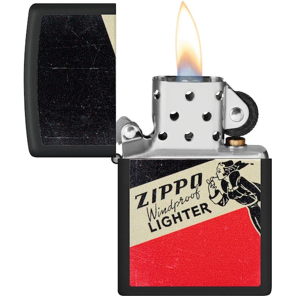 2022N Zippo Price Fighter 218- Windy Design Black Matte